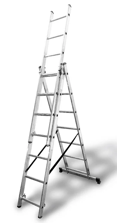 Драбина універсальна 3-секційна алюмінієва 3x8 сходинок Apro (552002)