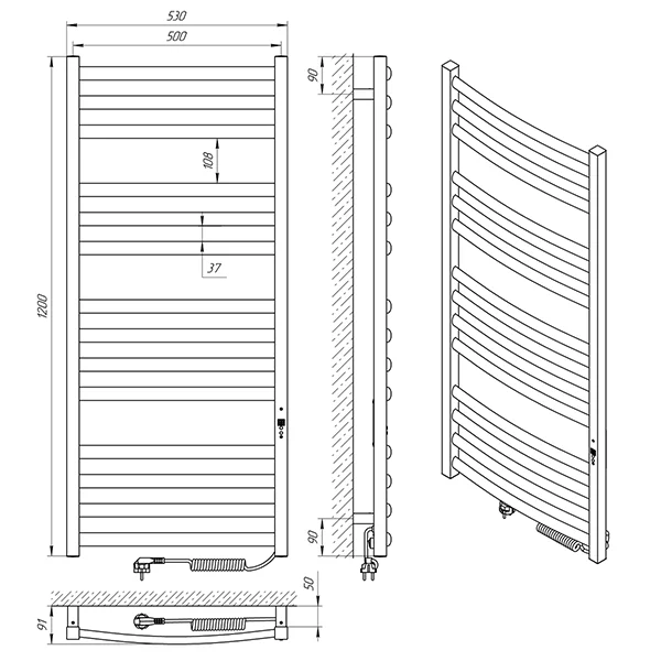 Рушникосушка Електрична Laris Гранд П14 500 х 1200
