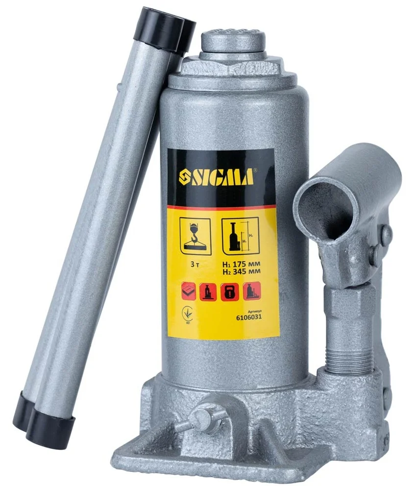Домкрат гідравлічний пляшковий одноштоковий 3т Standard Sigma 6106031