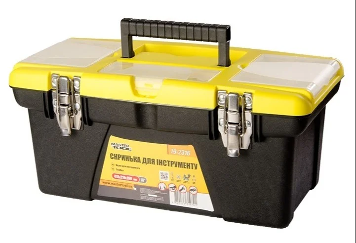 Скриня для інструментів з металевими замками знімні органайзери 16" 415х210х190 мм MasterTool 79-2316