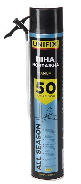 Піна монтажна ручна всесезонна Manual 50л 750мл Unifix (951285)