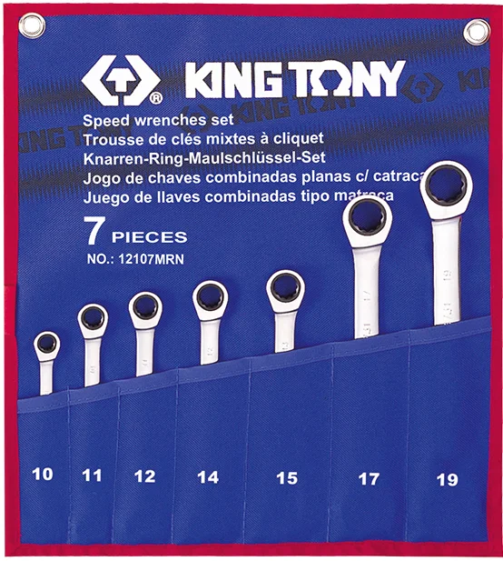 Набір ключів комбінованих з тріскачкою King Tony 10-19 мм 7 од. (12107MRN)
