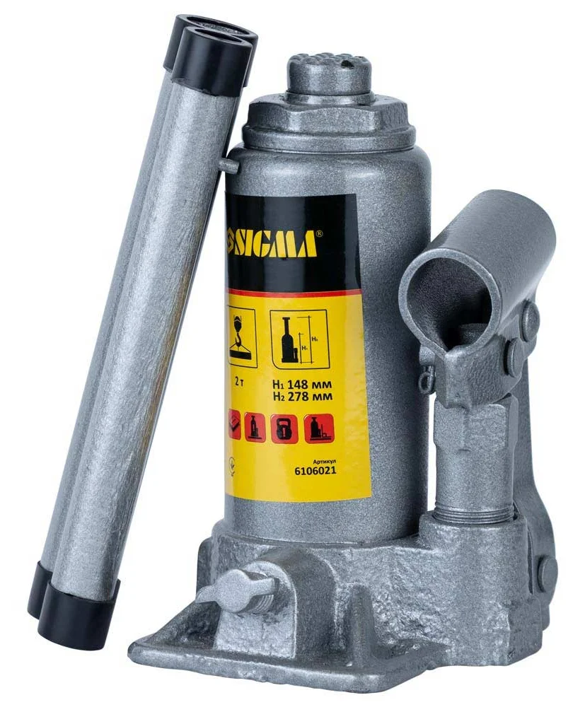 Домкрат гідравлічний пляшковий одноштоковий 2т Standard Sigma 6106021