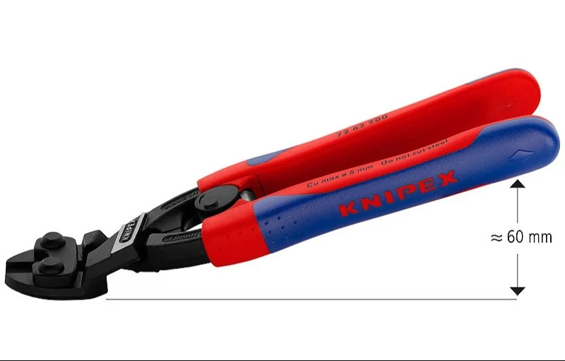 Кусачки бокові для різання близько до поверхні м'яких металів і пластмаси Knipex L=200 мм (72 62 200)
