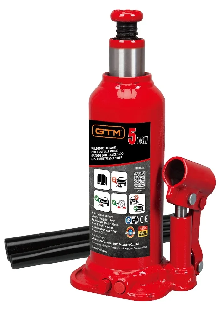 Домкрат гідравлічний пляшковий одноштоковий 5т GTM Т90504