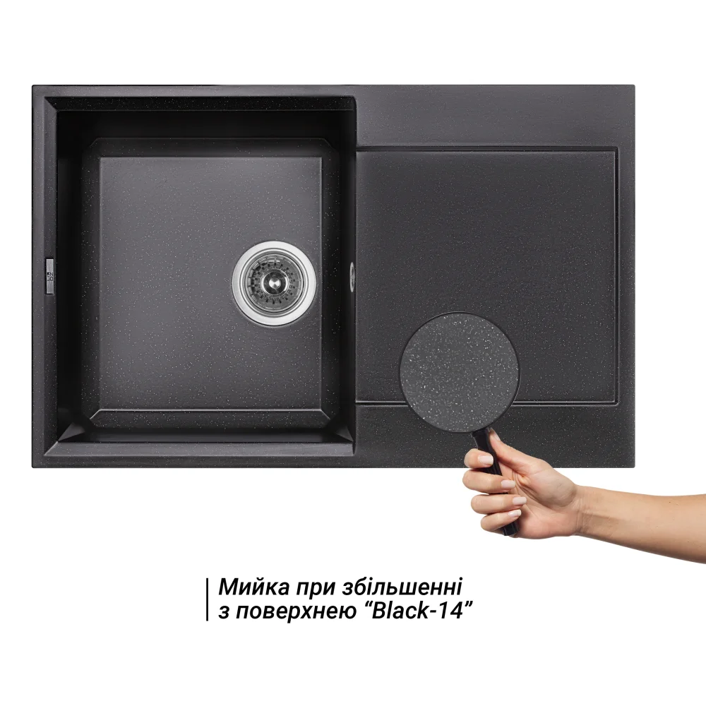 Кухонная мойка Lidz (BLM-14) 790x495/230 Черный металлик - фото 3