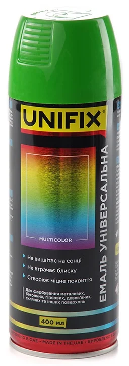 Емаль акрилова універсальна RAL 6018 Жовто-зелений глянець 400мл Unifix (951027)
