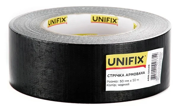 Стрічка клейка армована 50 м 50 мм 150 мкм Unifix Чорний (ARM-5050B)
