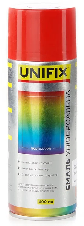 Емаль акрилова універсальна RAL 3020 Червоний глянець 400мл Unifix (941010)