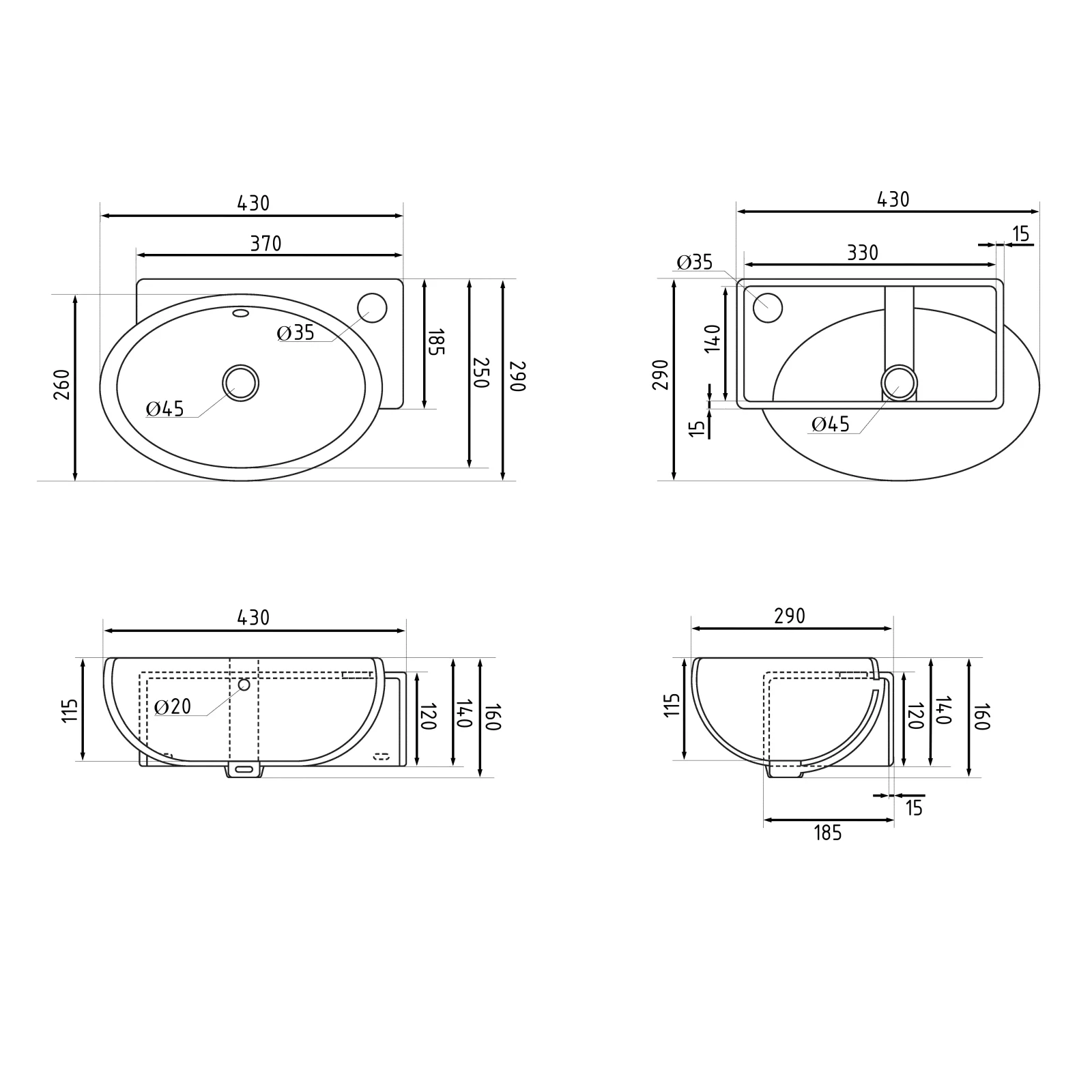 Раковина Qtap Leo R 430x285x160 Белый - фото 2