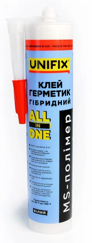 Герметик гібридний MS-полімер ALL IN ONE 280 мл Unifix Білий (951280)