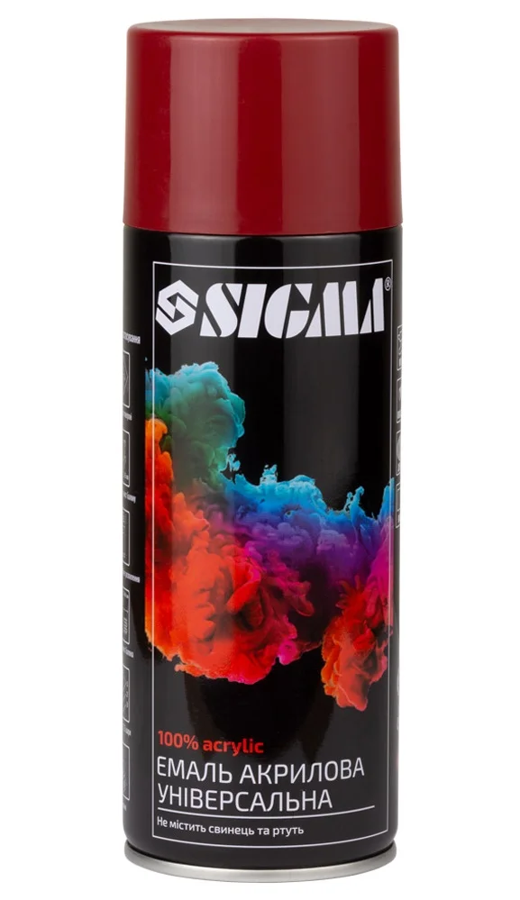 Емаль аерозольна акрилова RAL 3009 Оксидно-Червоний глянець 400мл Sigma 2736921