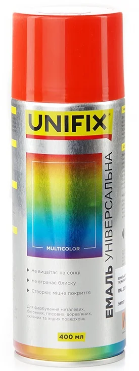 Емаль акрилова універсальна RAL 2004 Помаранчевий глянець 400мл Unifix (941007)