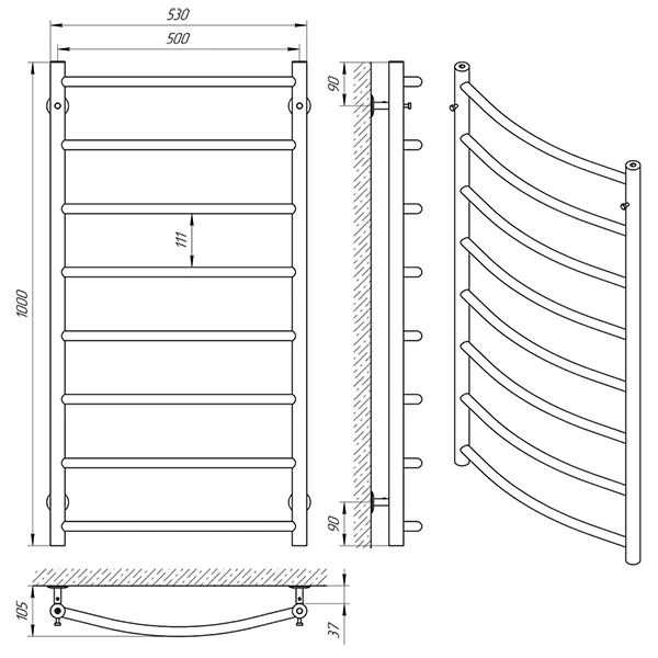 Рушникосушка Laris Флеш П8 500 x 1000