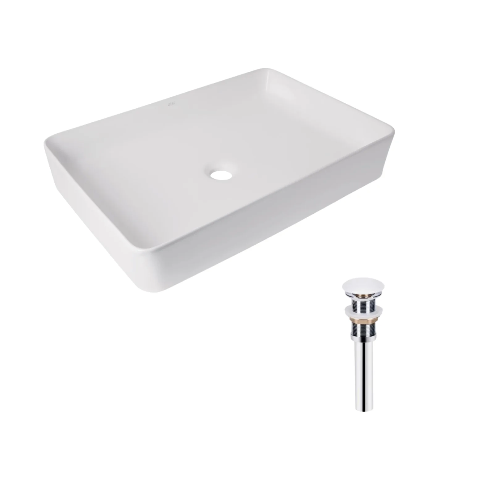 Раковина накладная прямоугольная Qtap Tern 600x400x110 мм White с донным клапаном PU02