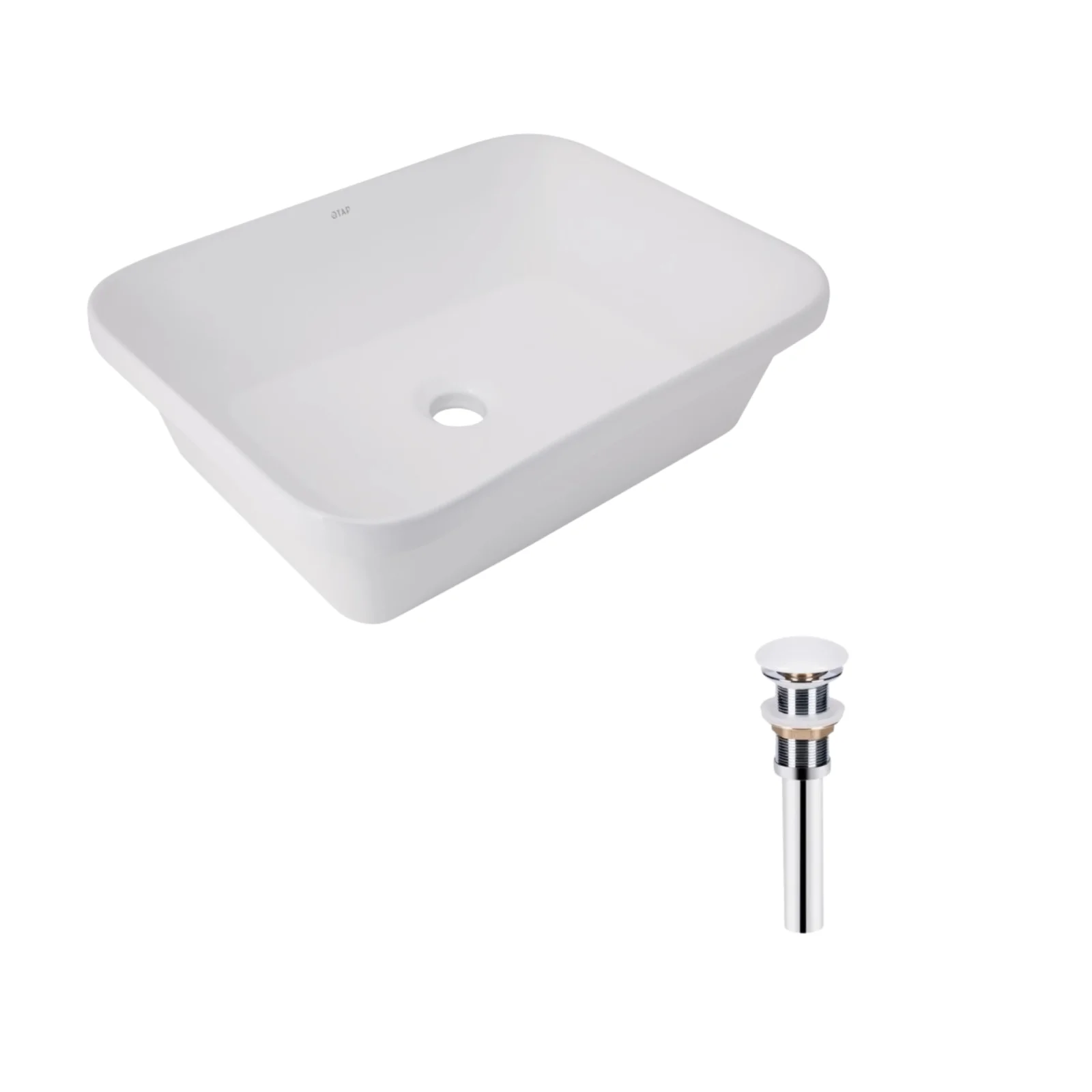 Раковина врезная прямоугольная Qtap Scorpio 510х390х145 мм White с донным клапаном PU02