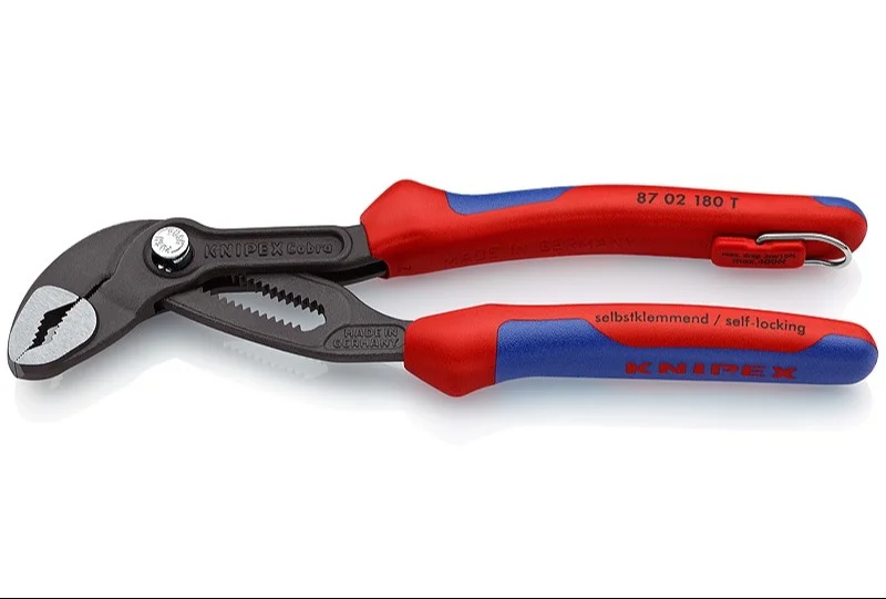 Кліщі розвідні сантехнічні Cobra зі страхувальним кріпленням 1 1/2" Knipex (0-42мм) L=180мм (87 02 180 T)
