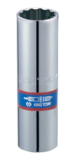 Головка свічкова 1/2" 16мм 12-ти гранна з гумовим фіксатором King Tony (463016RC)