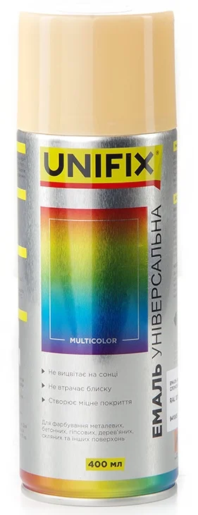 Емаль акрилова універсальна RAL 1015 Слонова кістка глянець 400мл Unifix (941005)