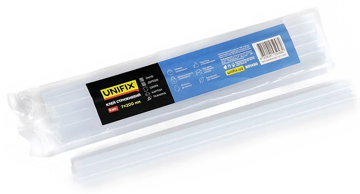 Клей стрижневий прозорий 7.0х200мм (6 шт) Unifix (951450)