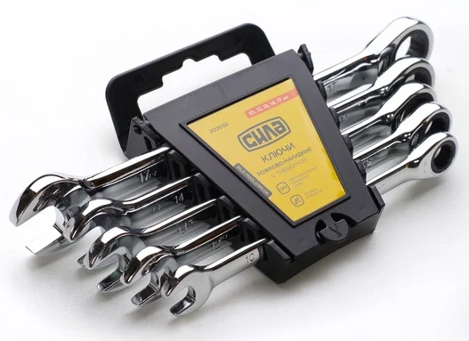 Набір ключів комбінованих з тріскачкою 10-17 мм 5 од. Сила (202032)