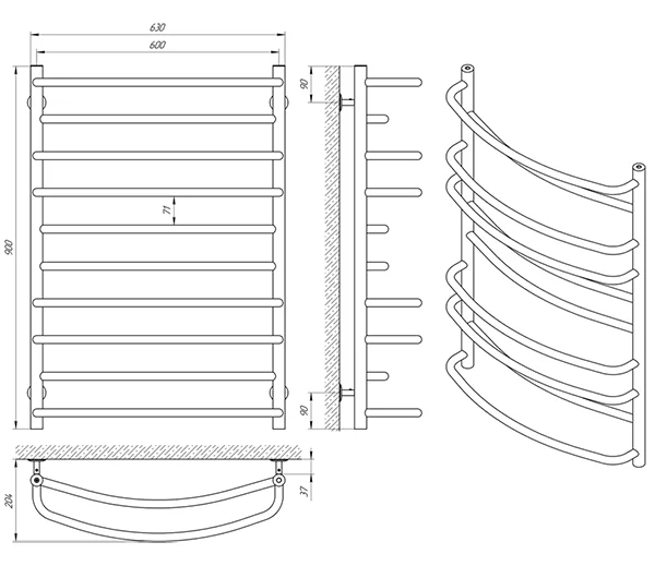 Рушникосушка Laris Євромікс П10 600 х 900
