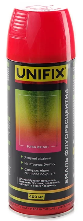 Емаль акрилова флуоресцентна Червоний 400мл Unifix (951062)
