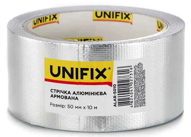 Стрічка клейка алюмінієва армована 10 м 50 мм 140 мкм Unifix (ALAR-5010)