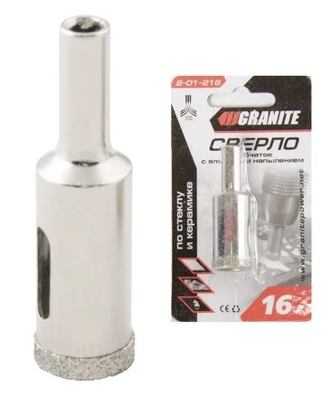 Свердло трубчасте з алмазним напиленням для скла та кераміки Ø 16 мм Granite (2-01-216)