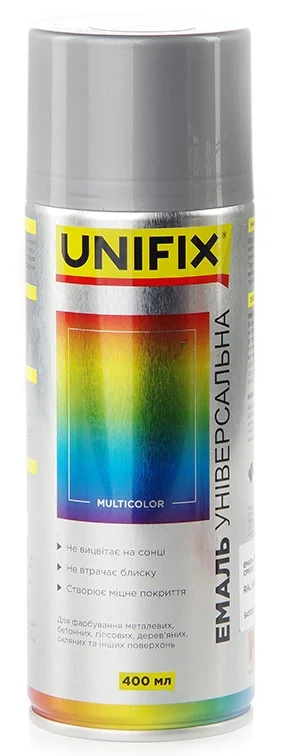 Емаль акрилова універсальна RAL 9006 Срібло глянець 400мл Unifix (941035)