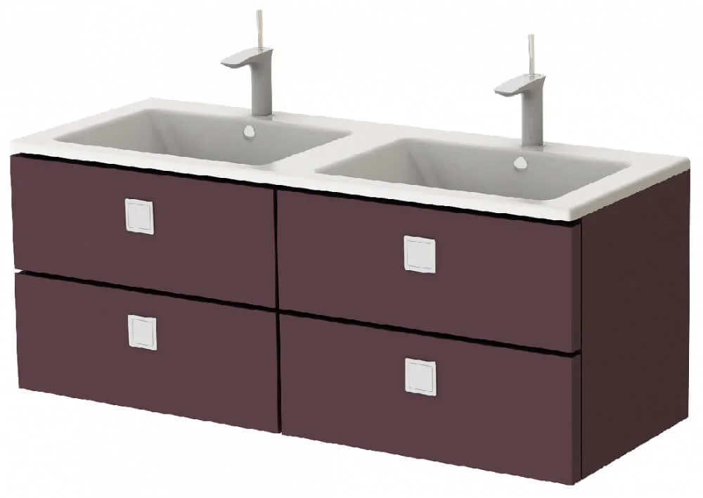 Тумба Botticelli Rimini Rm-130d з умивальником Marlen-1300d Бордовий