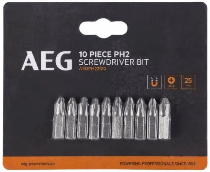 Біта PH2 1/4" L25мм 10шт AEG ASDPH22510 (4932479511)