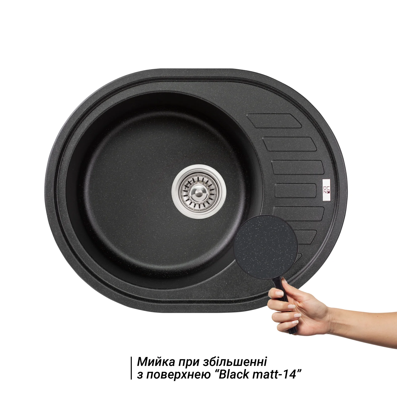 Кухонная мойка Lidz (BLM-14) 620x500/200 Черный металлик - фото 3