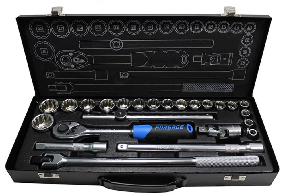 Набір 12-гранних головок 1/2", 24 предмети Forsage (F-4246-9M)