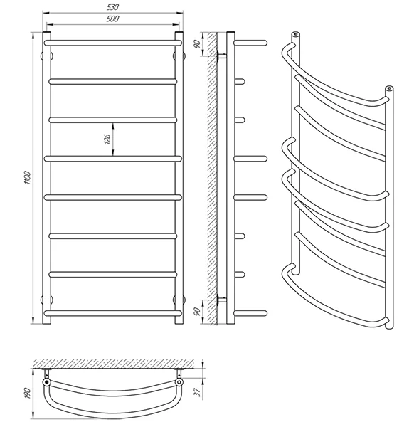 Рушникосушка Laris Єврофлеш П8 500 x 1100