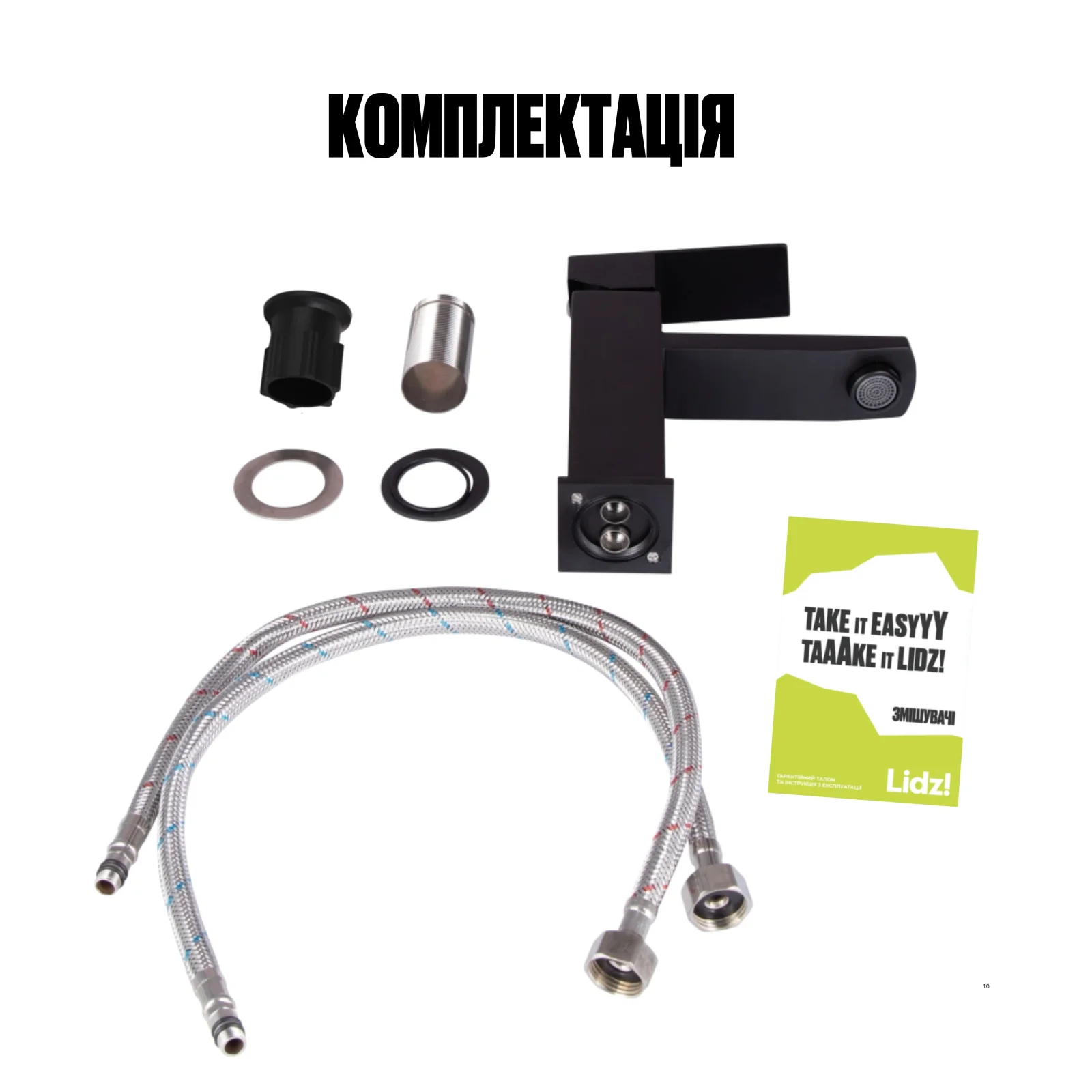 Змішувач для раковини Lidz 001F Чорний - фото 6