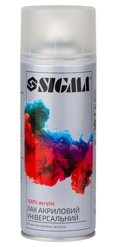 Лак аерозольний акриловий універсальний Прозорий глянець 400мл Sigma 2737611