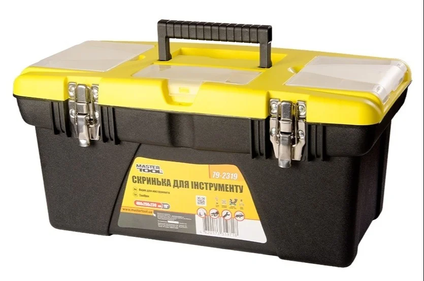 Скриня для інструментів з металевими замками знімні органайзери 19" 480х250х230 мм MasterTool 79-2319