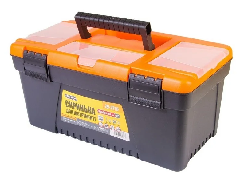 Скриня для інструментів з пластиковими замками органайзери 15" 380х204х180 мм MasterTool 79-2715