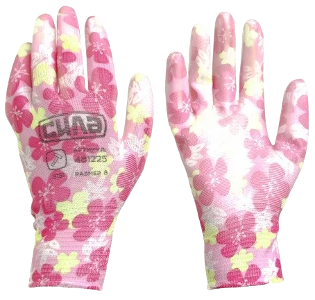 Рукавички з поліуретановим покриттям р8 (кольорові садові манжет) Сила (481224)
