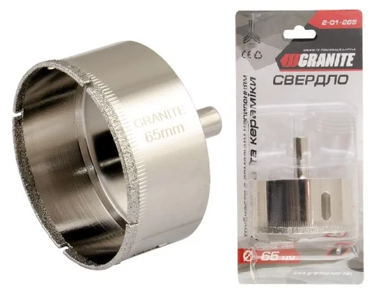 Свердло трубчасте з алмазним напиленням для скла та кераміки Ø 65 мм Granite (2-01-265)