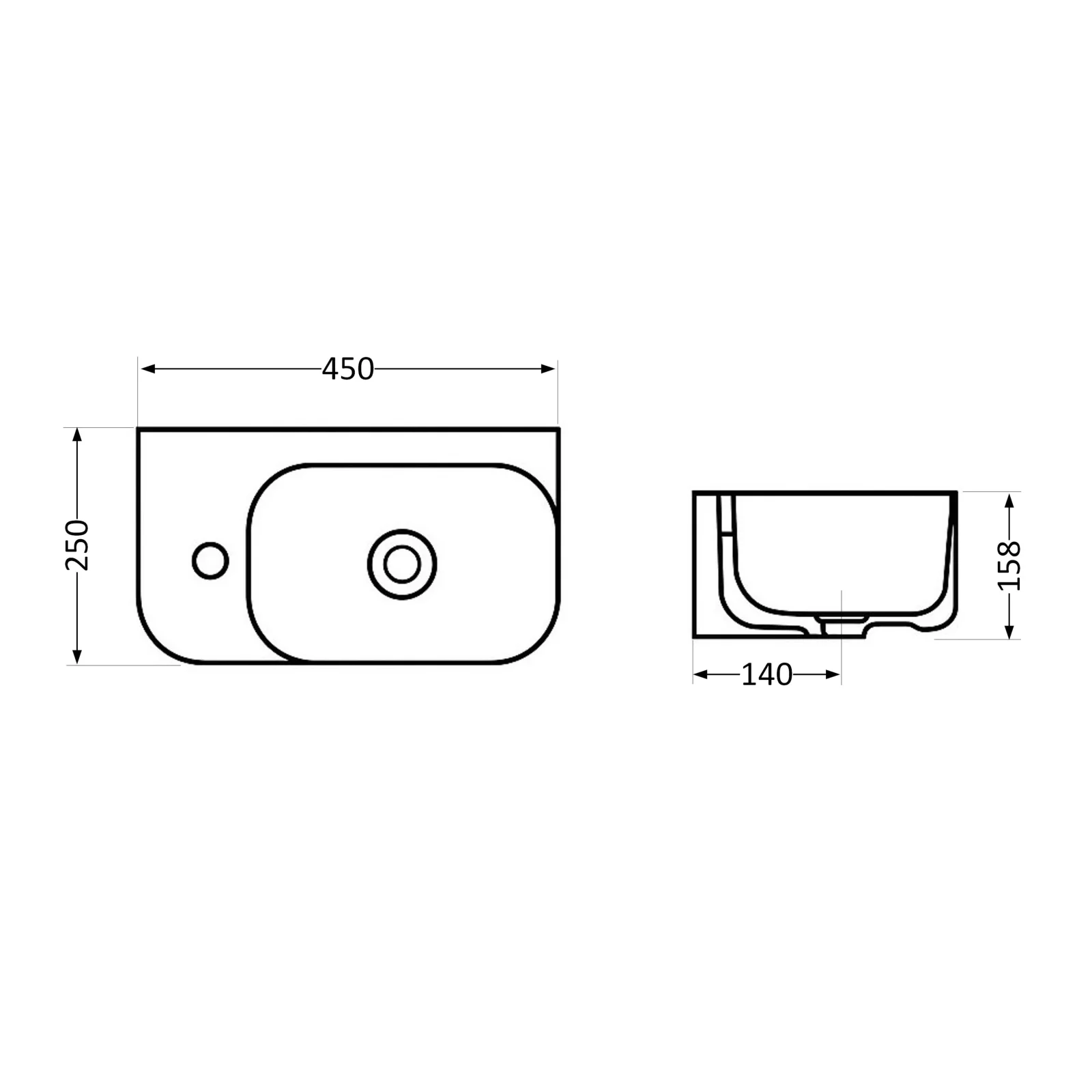 Раковина Qtap Tern L 450х250х158 Белый - фото 2