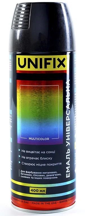 Емаль акрилова універсальна RAL 9005 Чорний глянець 400мл Unifix (951012)