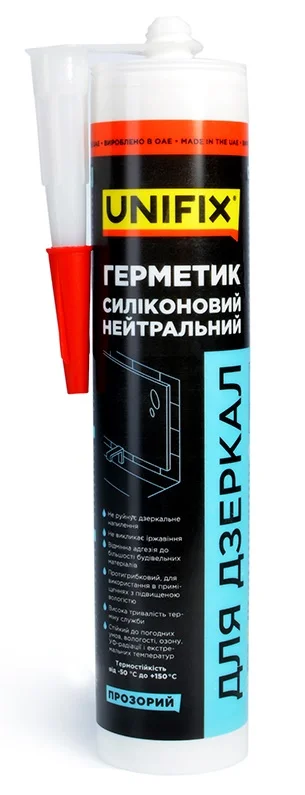Герметик силіконовий нейтральний для дзеркал 280 мл Unifix Прозорий (951270)