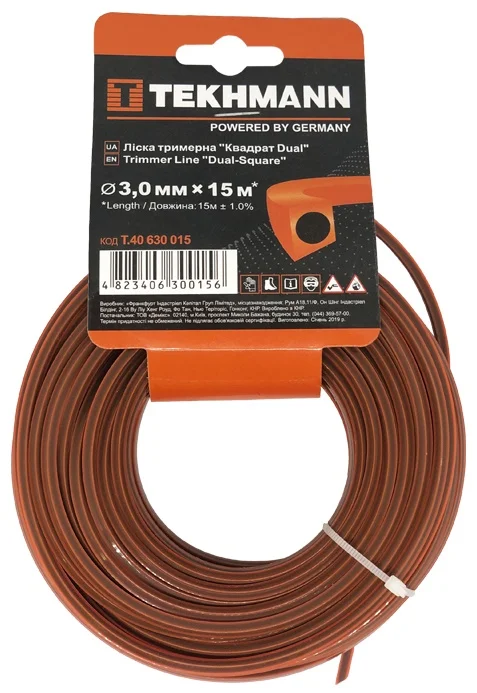 Ліска для тримерів Tekhmann "Квадрат DUAL" (квадрат з кордом) 3.0мм*15м (T.40630015)