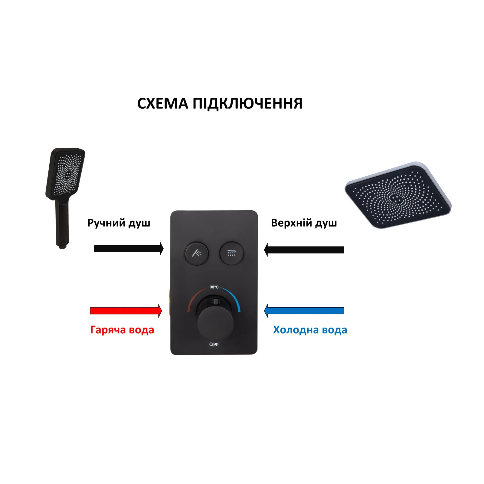 Змішувач для душу Qtap Votice 6442T105NKB Чорний - фото 5