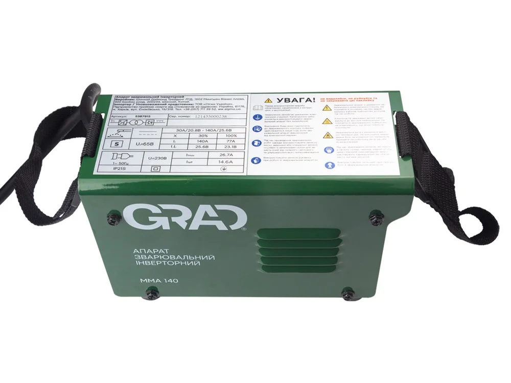Зварювальний інвертор Grad ММА-140А (5387915)