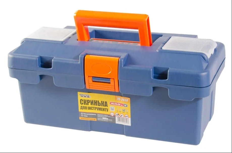 Скриня для інструментів з пластиковими замками органайзери 14" 345х170х150 мм MasterTool 79-2614