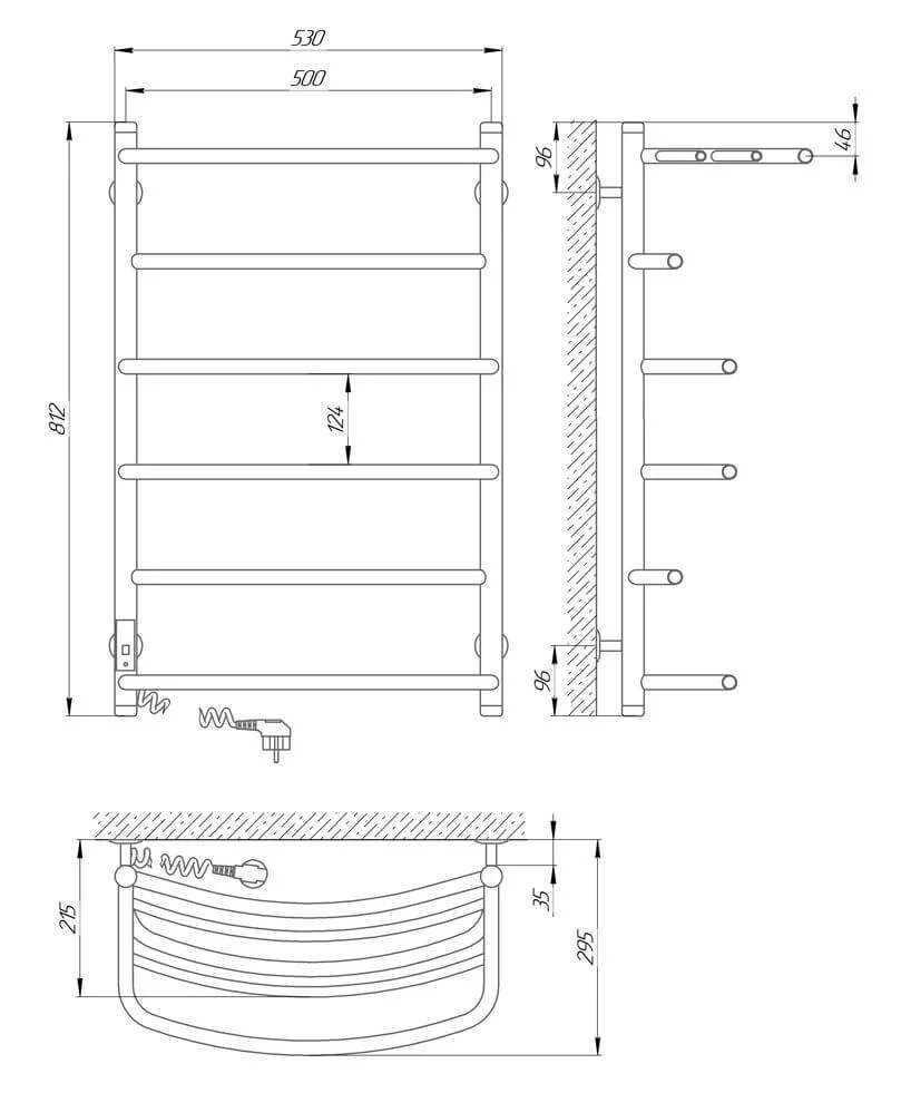 Рушникосушка Електрична Laris Єврофлеш П6 500 х 800 з полицею