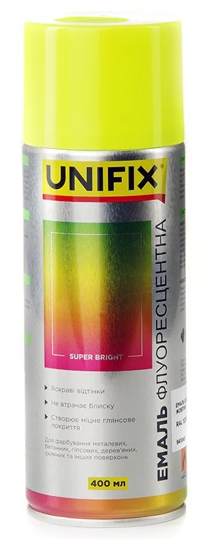 Емаль акрилова флуоресцентна RAL 1026 Жовтий 400мл Unifix (941043)